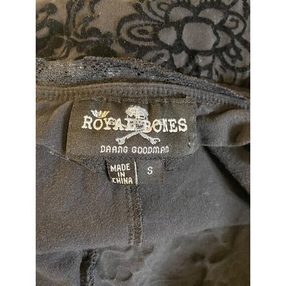 Royal Bones Dang Goodman Goth Black Velvet Lace Top Midi Dress Size Small - Picture 9 of 9